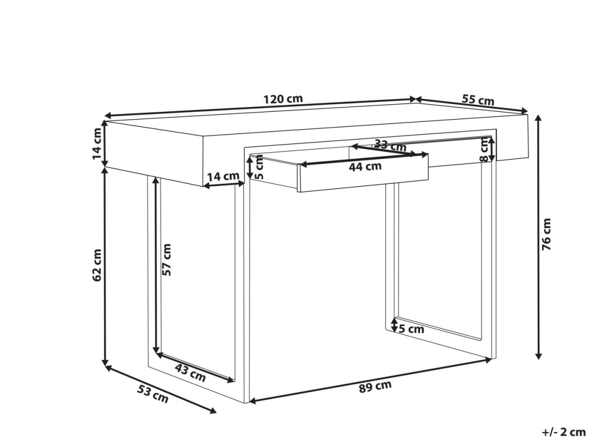 Biurko VIDA 120 cm x 55 cm ze schowkiem Jasnobrązowy