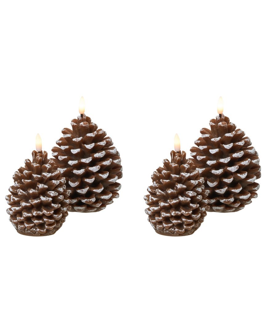 Zestaw 4 świec LED IVRESSE 15/12 cm Szyszka Brązowy
