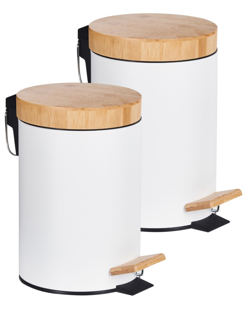 Zestaw 2 koszy na śmieci z pedałem 3 L ECOSMART Metal Biały