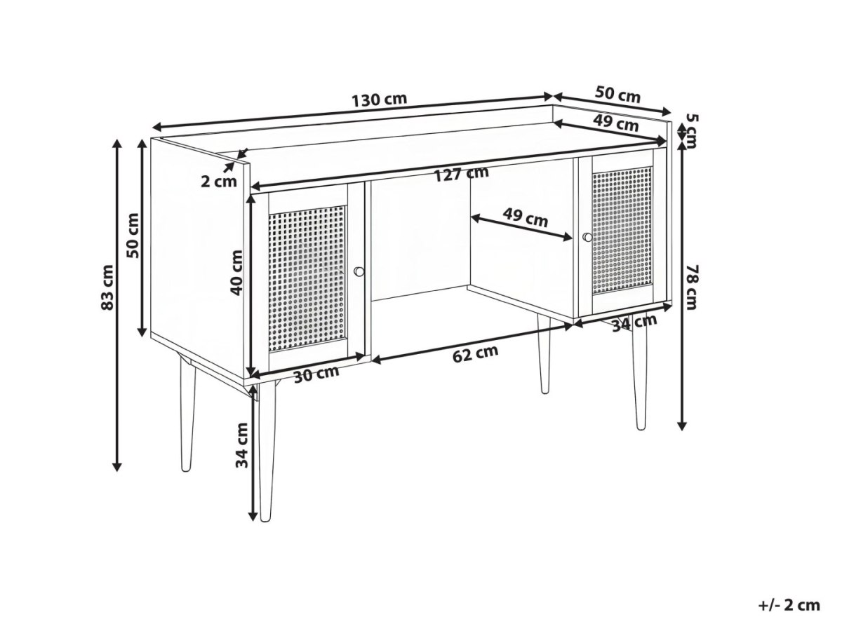 Biurko RATANA 130 cm x 50 cm Jasnobrązowy