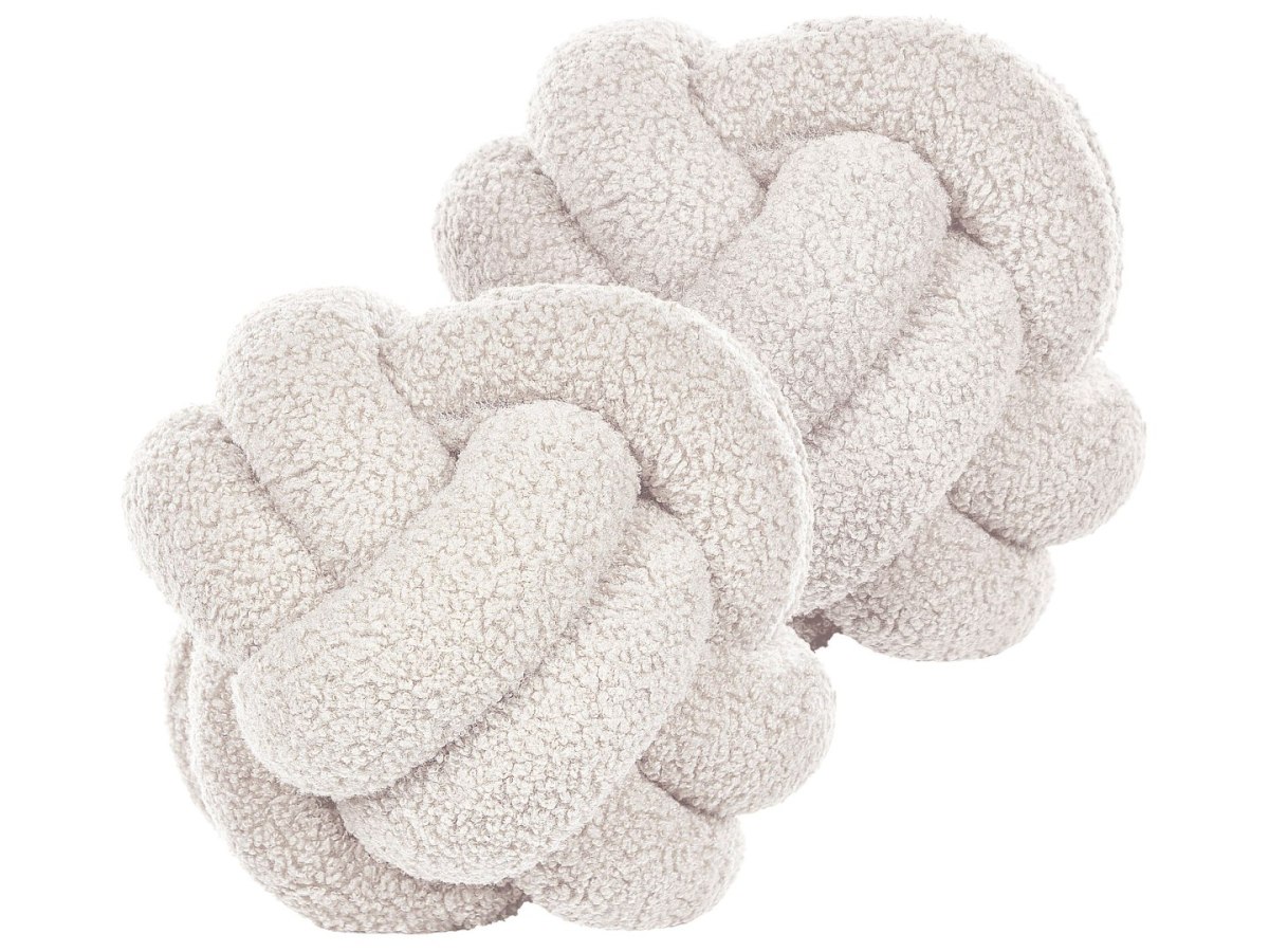 Zestaw 2 poduszek dekoracyjnych MALNI 19 x 19 cm Boucle Złamana biel Jednolity