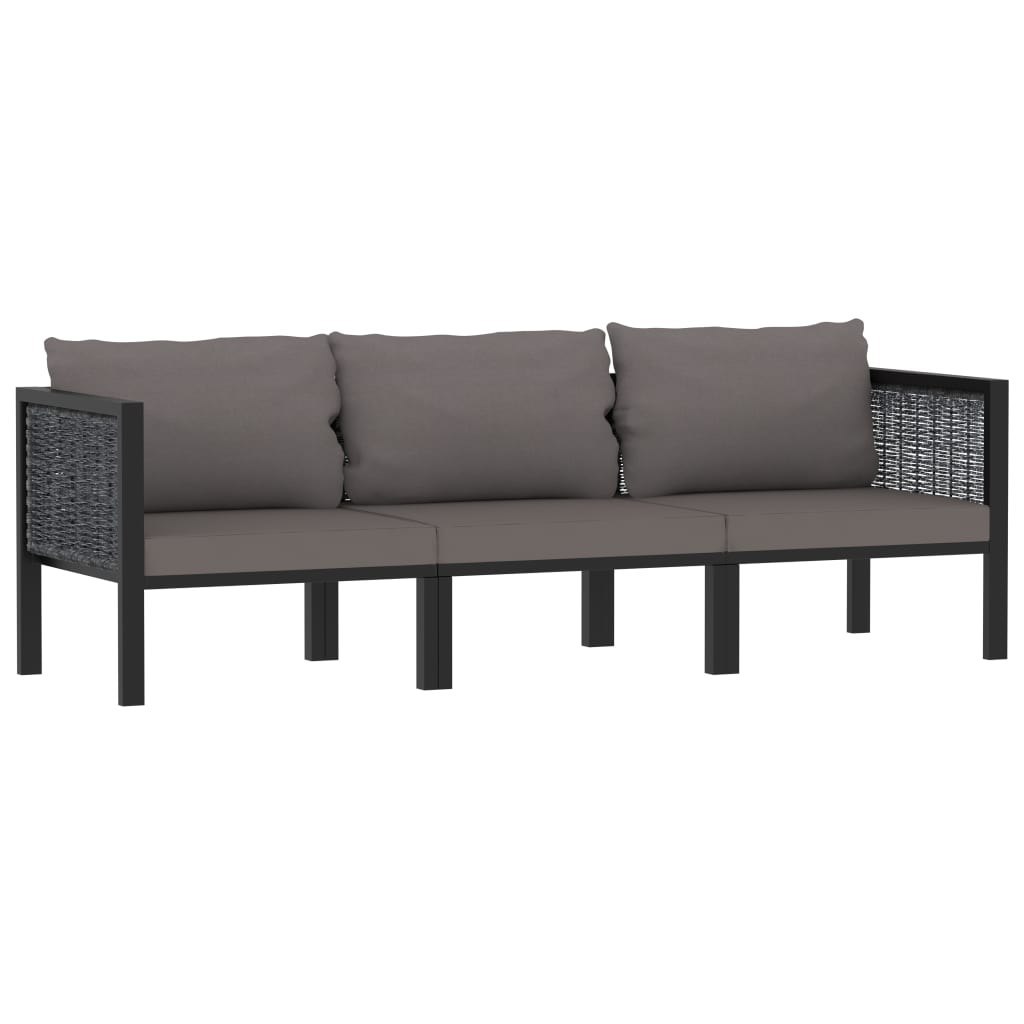 3-osobowa sofa ogrodowa z poduszkami, antracytowa, polirattan Lumarko!