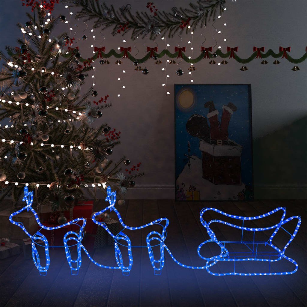 Świąteczna dekoracja zewnętrzna: renifery i sanie, 576 diod LED Lumarko!