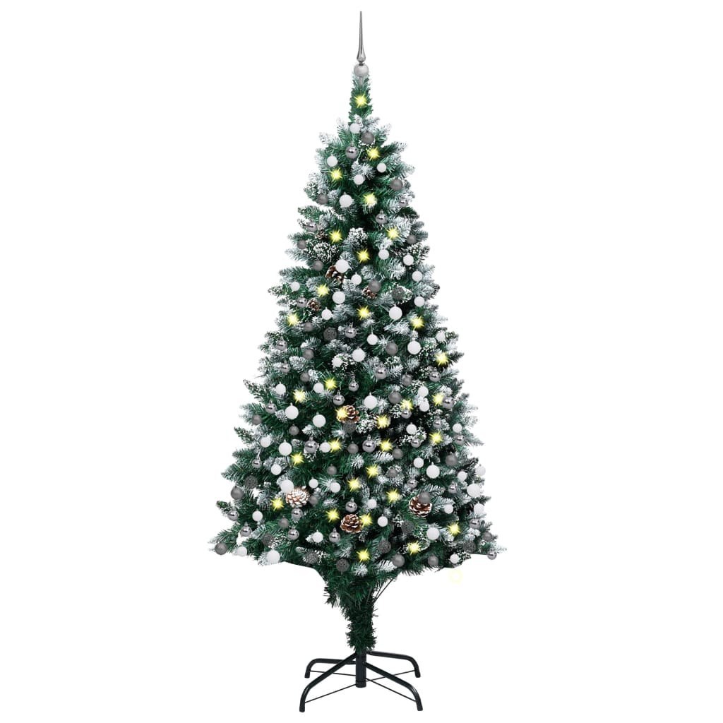 Sztuczna choinka z LED, bombkami i szyszkami, 240 cm Lumarko!