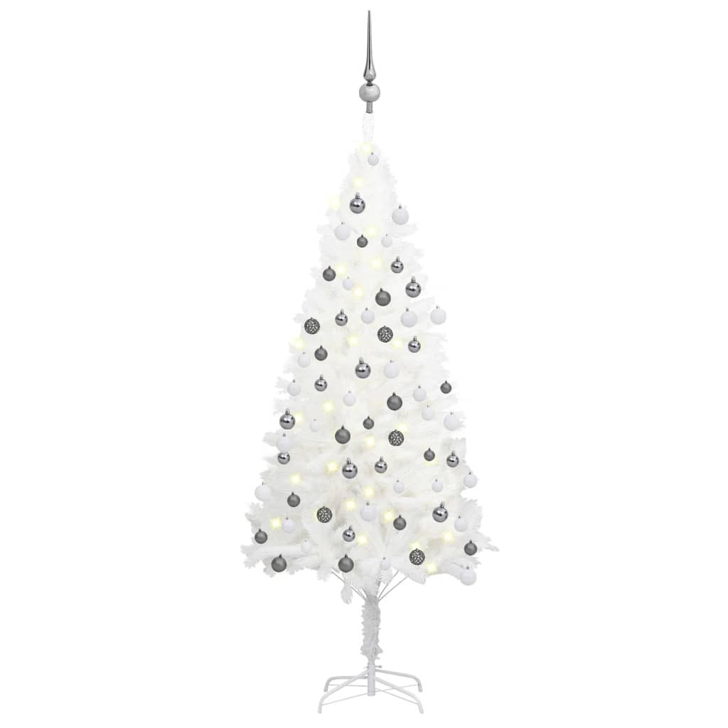 Sztuczna choinka z lampkami LED i bombkami, biała, 120 cm Lumarko!
