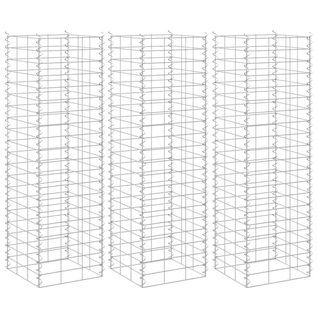 Wysokie donice gabionowe, 3 szt., 30x30x100 cm, żelazo Lumarko!