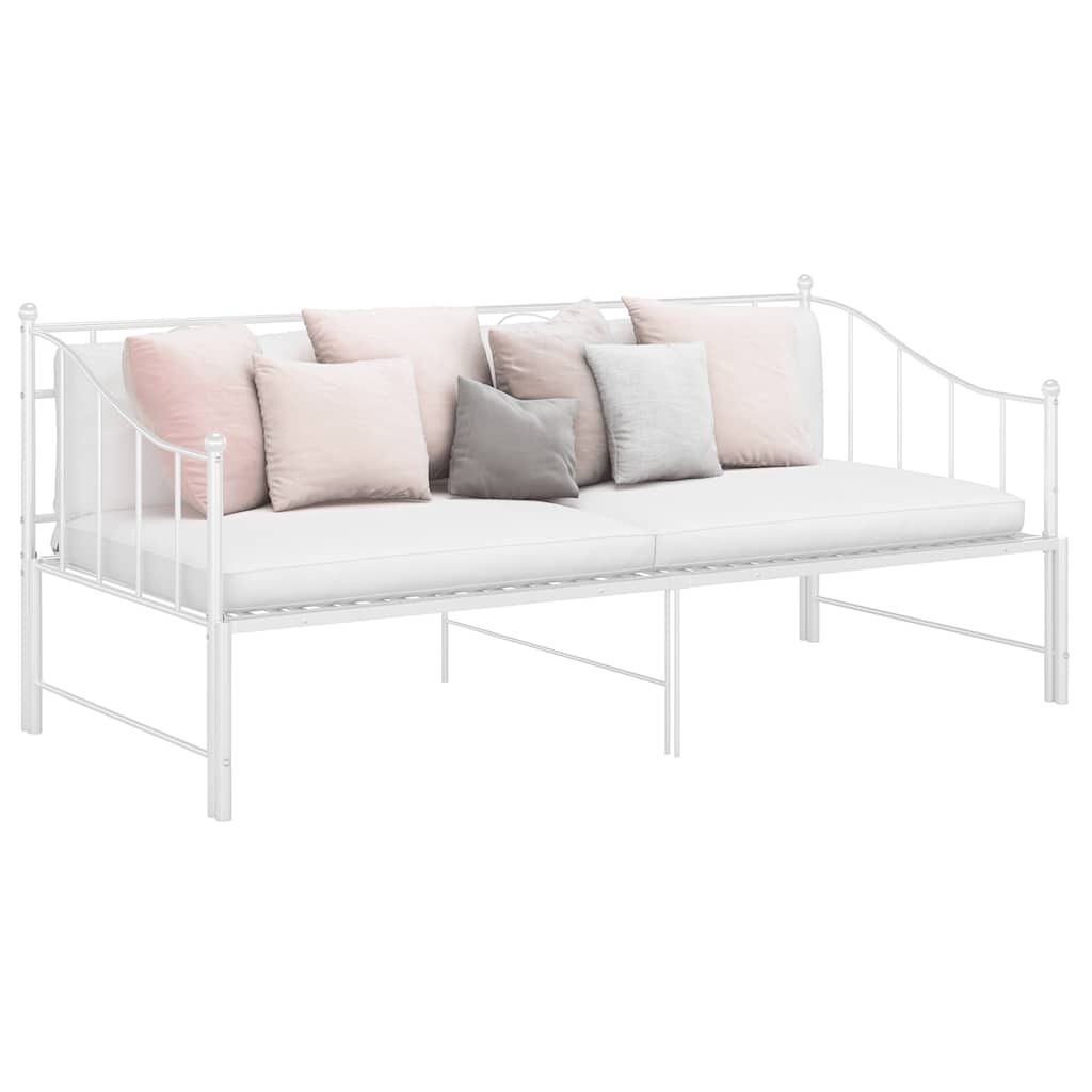 Sofa z wysuwaną ramą łóżka, biała, metalowa, 90x200 cm Lumarko!