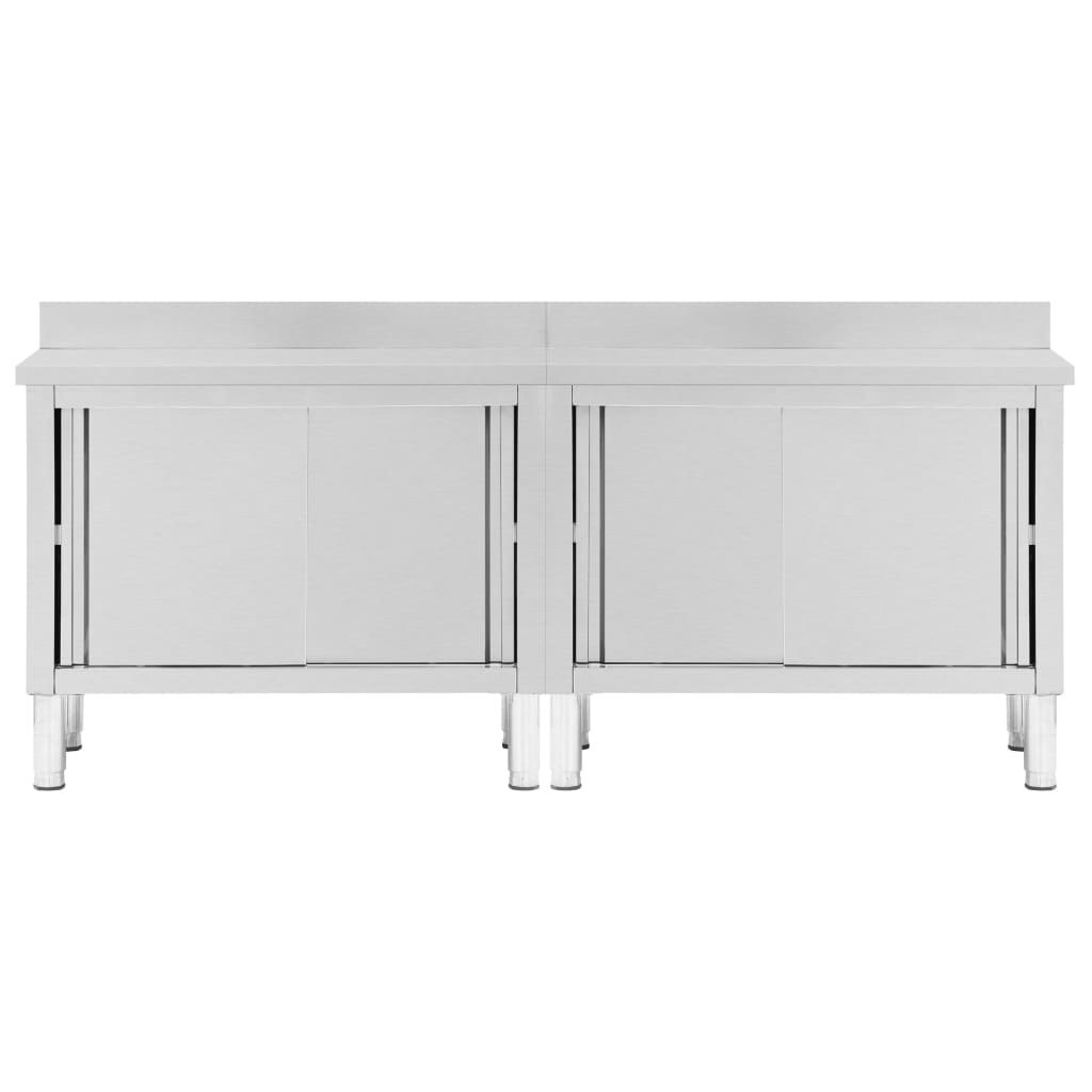 Stoły robocze, przesuwne drzwi 2 szt., 240x50x(95-97) cm, stal Lumarko!