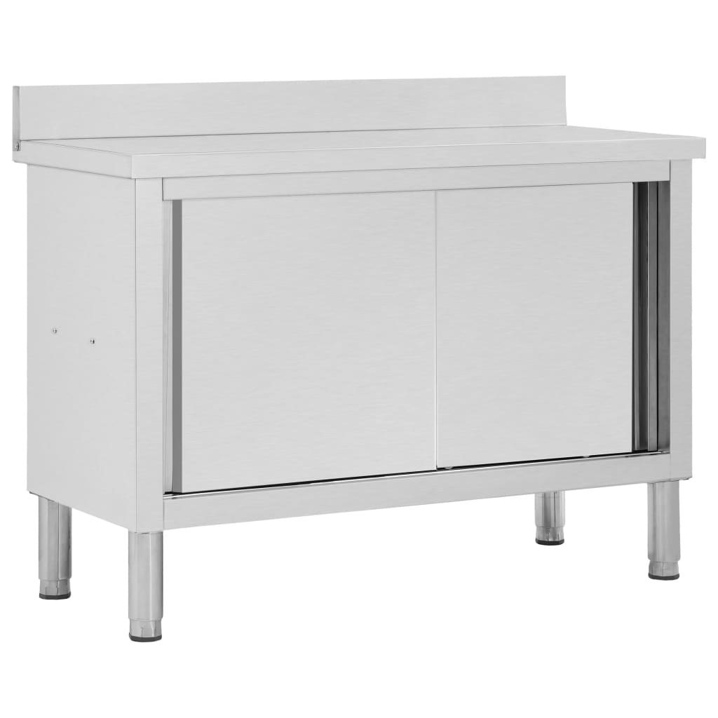 Stół roboczy, przesuwne drzwi, 120x50x(95-97) cm, stal Lumarko!