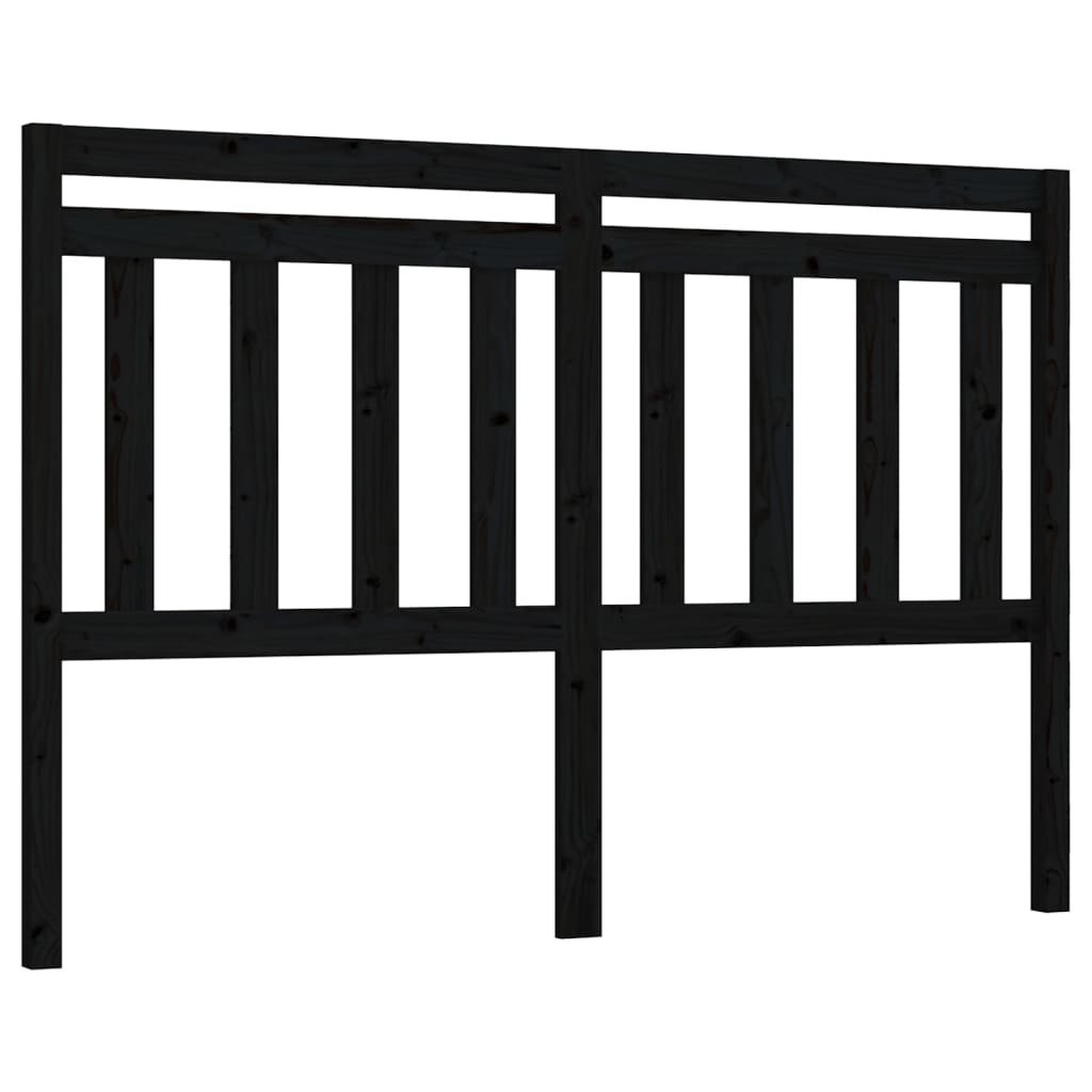 Wezgłowie łóżka, czarne, 166x4x100 cm, lite drewno sosnowe