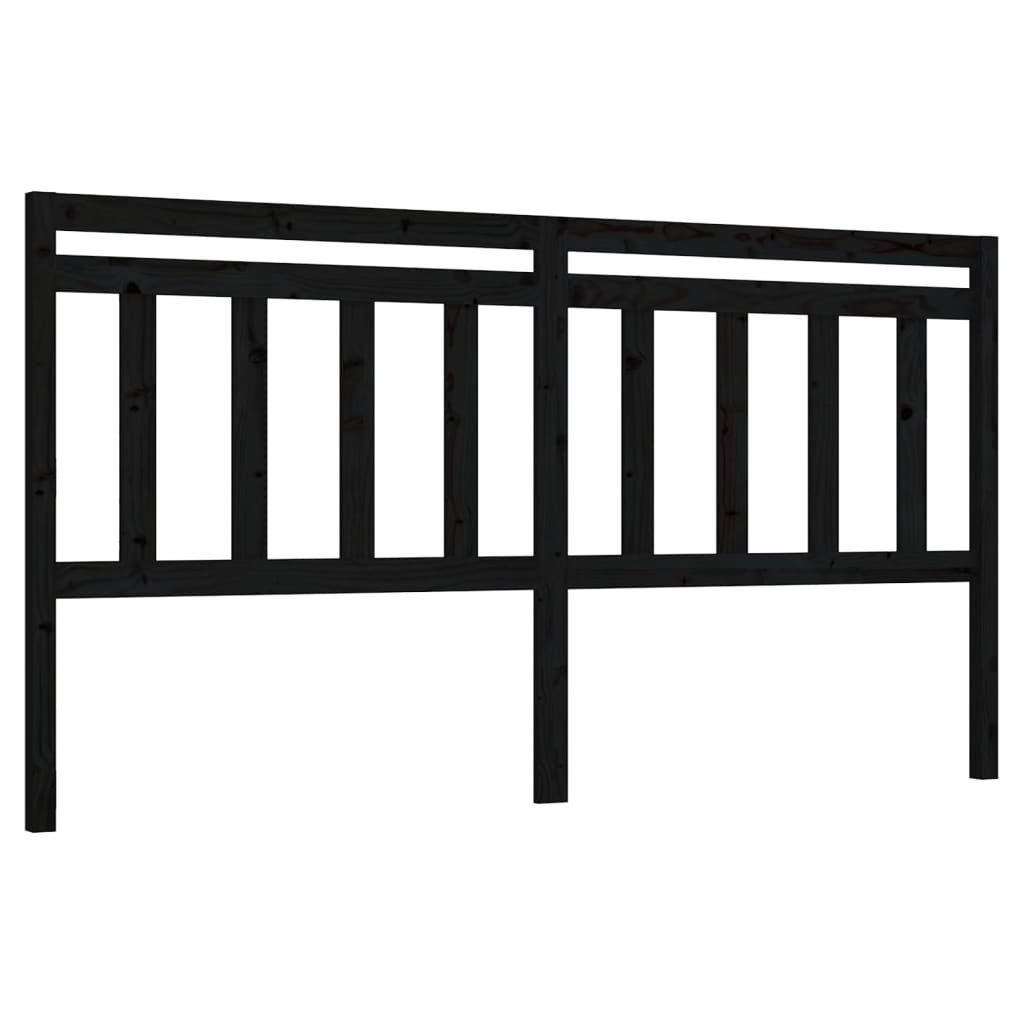 Wezgłowie łóżka, czarne, 206x4x100 cm, lite drewno sosnowe