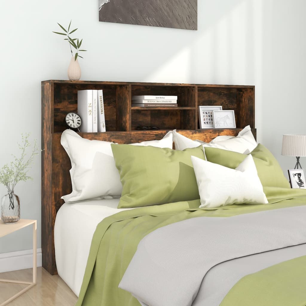 Wezgłowie łóżka z półkami, przydymiony dąb, 140x19x103,5 cm Lumarko!