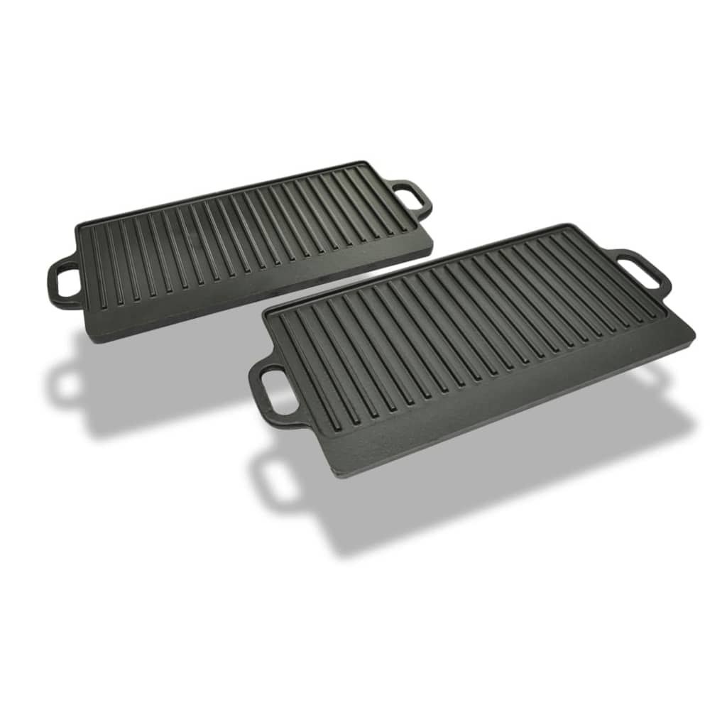 Żeliwne płyty grillowe, dwustronne, 2 szt, 38 x 23 cm Lumarko!