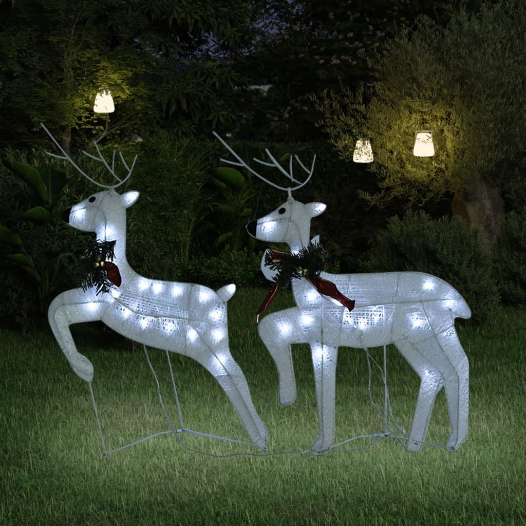 Świąteczne renifery, 2 szt., białe, 40 LED Lumarko!
