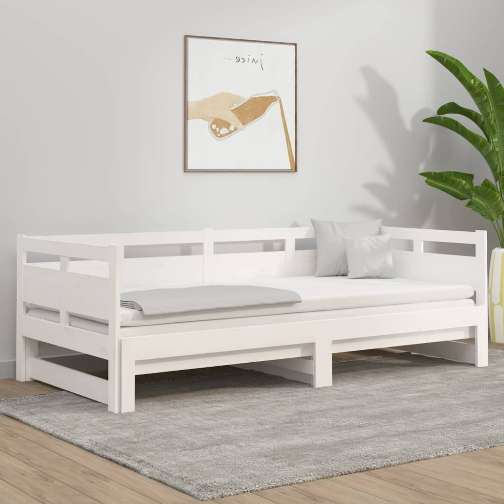 Łóżko rozsuwane, białe, lite drewno sosnowe, 2x(90x200) cm Lumarko!