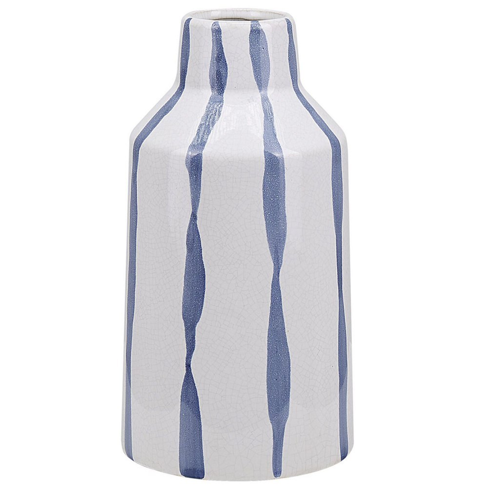 Wazon Na Kwiaty Ceramiczny Biały Z Niebieskim Assus