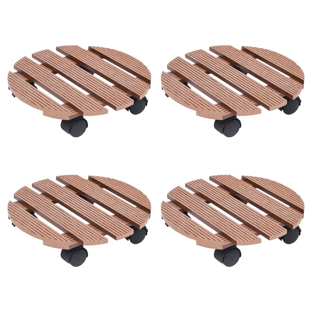Podstawki na kółkach pod donice, 4 szt., brąz, Ø30x7,5 cm, WPC Lumarko!