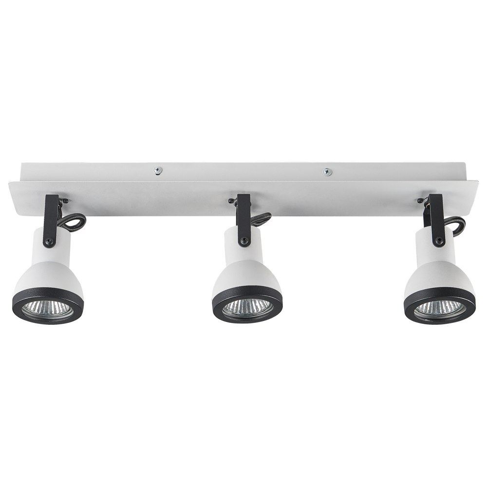 Lampa Sufitowa 3-punktowa Prostokątna Metalowa Biała Z Czarnym Baro