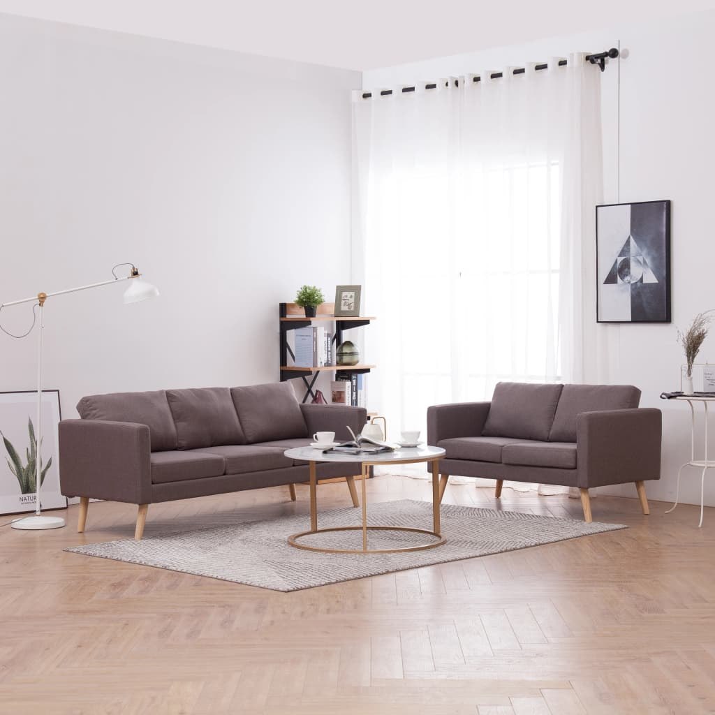 Zestaw 2 sof tapicerowanych tkaniną, taupe Lumarko!