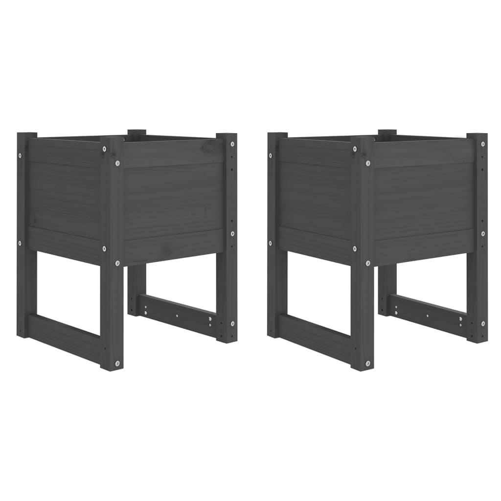 Donice, 2 szt., szare, 40x40x52,5 cm, lite drewno sosnowe Lumarko!