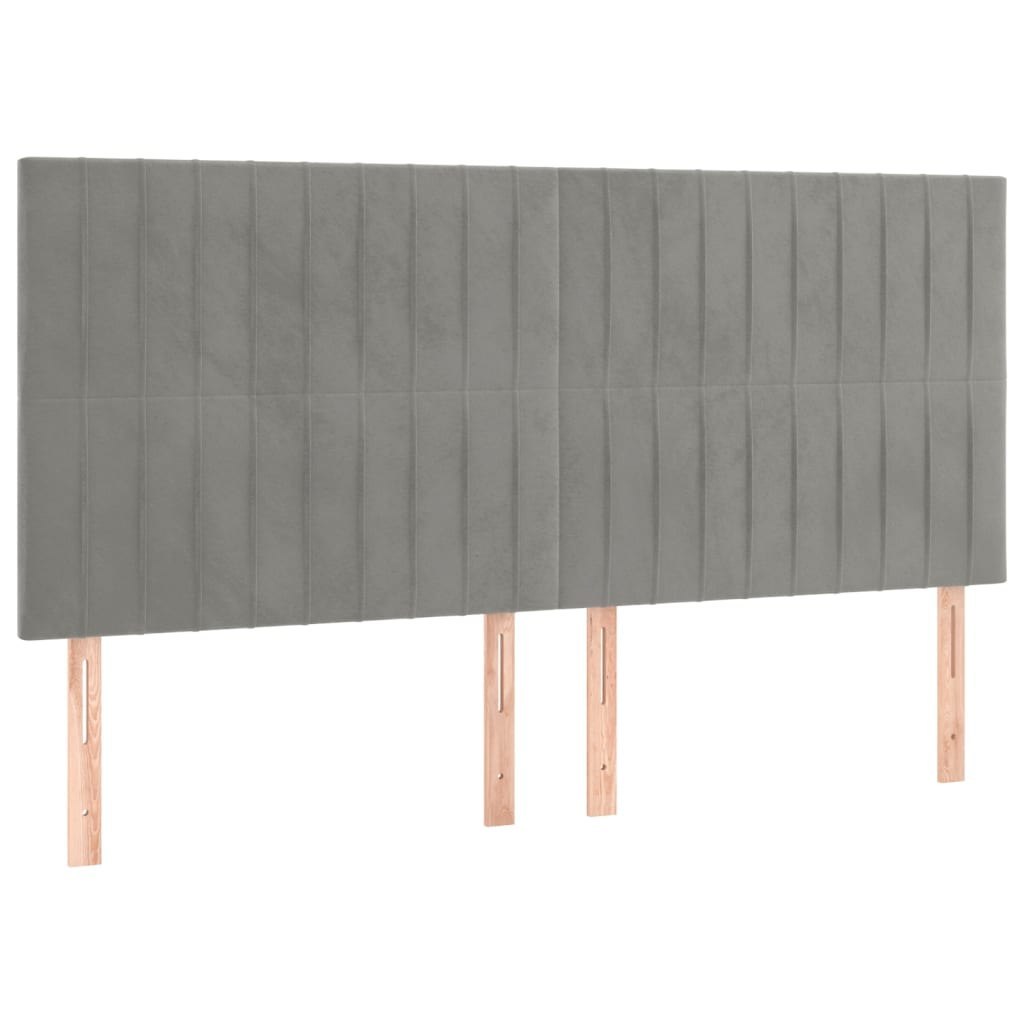 Zagłówki do łóżka, 4 szt., jasnoszary, 80x5x78/88 cm, aksamit Lumarko!