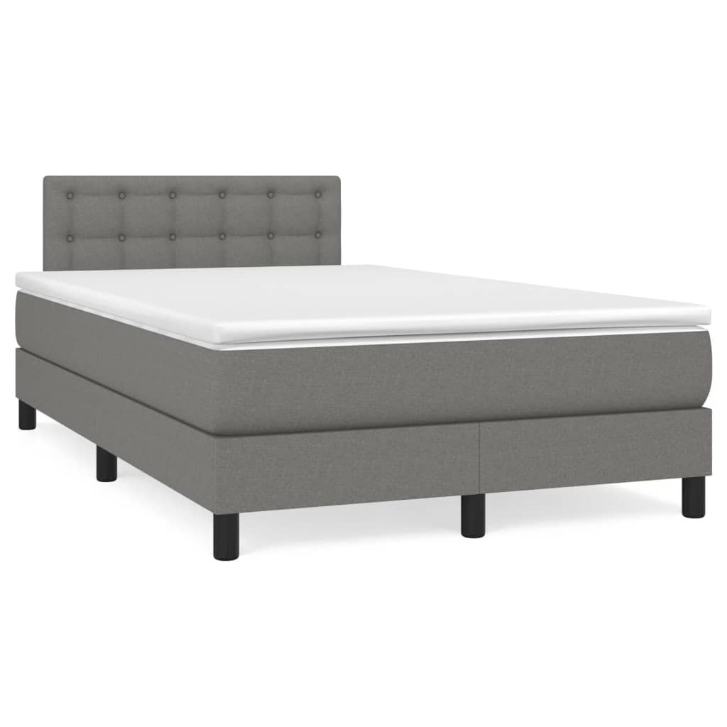 Łóżko kontynentalne z materacem, ciemnoszara tkanina 120x200 cm Lumarko!