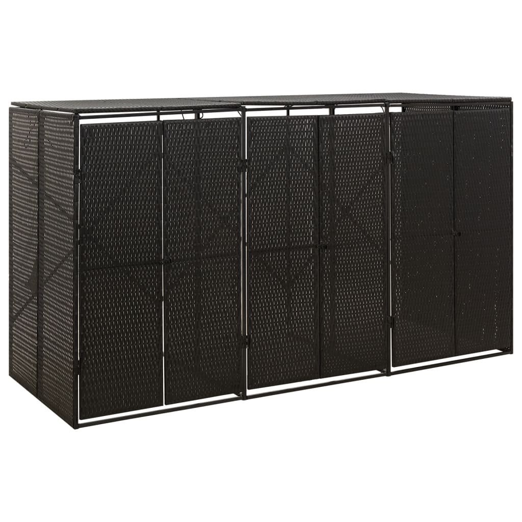 Osłona na 3 kosze na śmieci, czarna, 207x80x117 cm, polirattan Lumarko!
