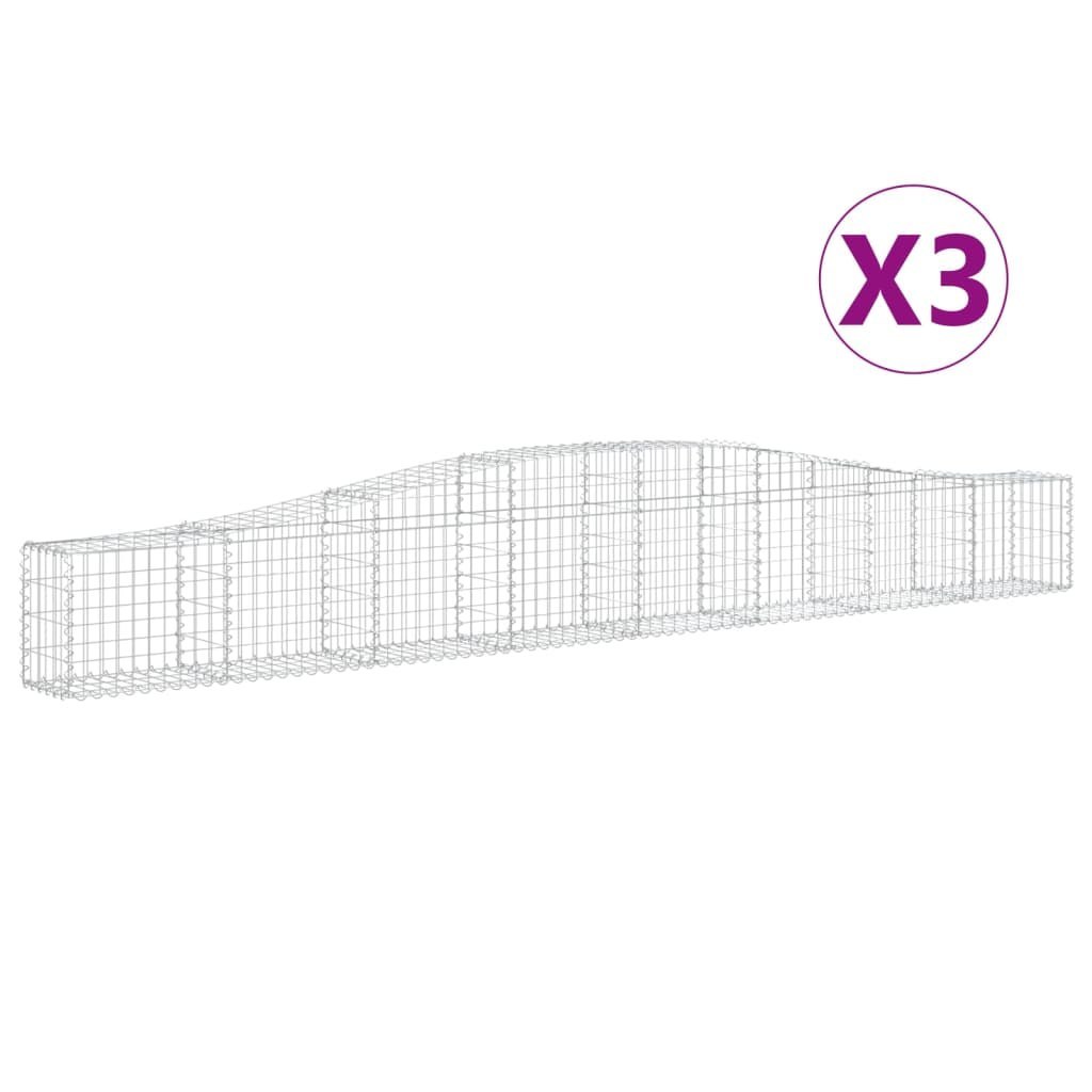 Kosze gabionowe, 3 szt, 400x30x40/60 cm, galwanizowane żelazo Lumarko!