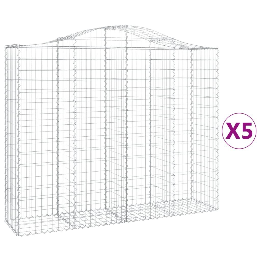Kosze gabionowe, 5 szt, 200x50x160/180 cm, galwanizowane żelazo Lumarko!
