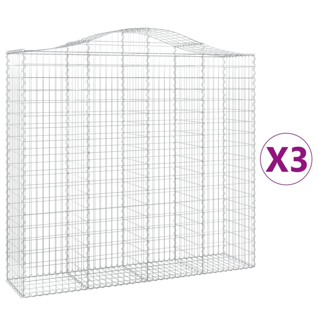 Kosze gabionowe, 3 szt, 200x50x180/200 cm, galwanizowane żelazo Lumarko!