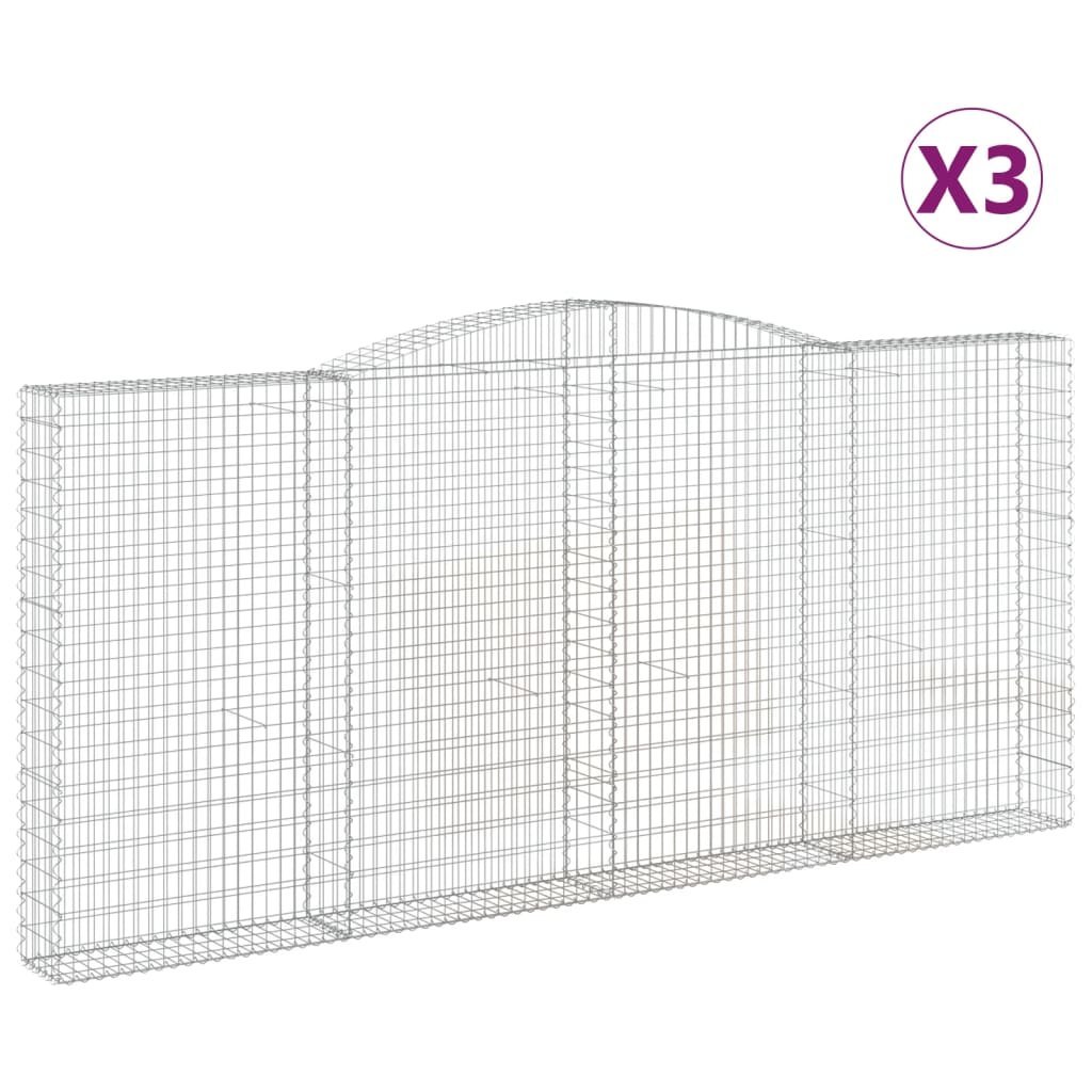 Kosze gabionowe, 3 szt, 400x30x180/200 cm, galwanizowane żelazo Lumarko!