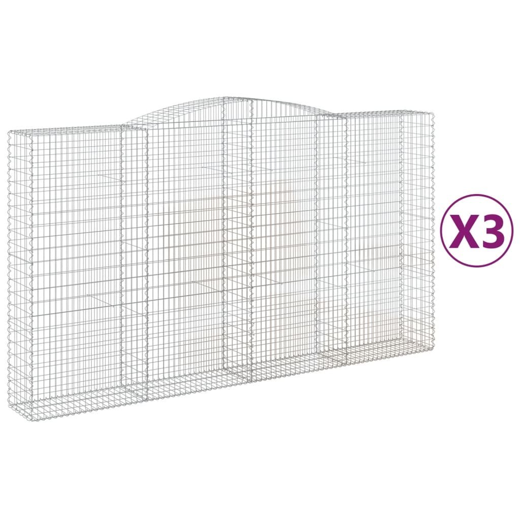 Kosze gabionowe, 3 szt, 400x50x220/240 cm, galwanizowane żelazo Lumarko!