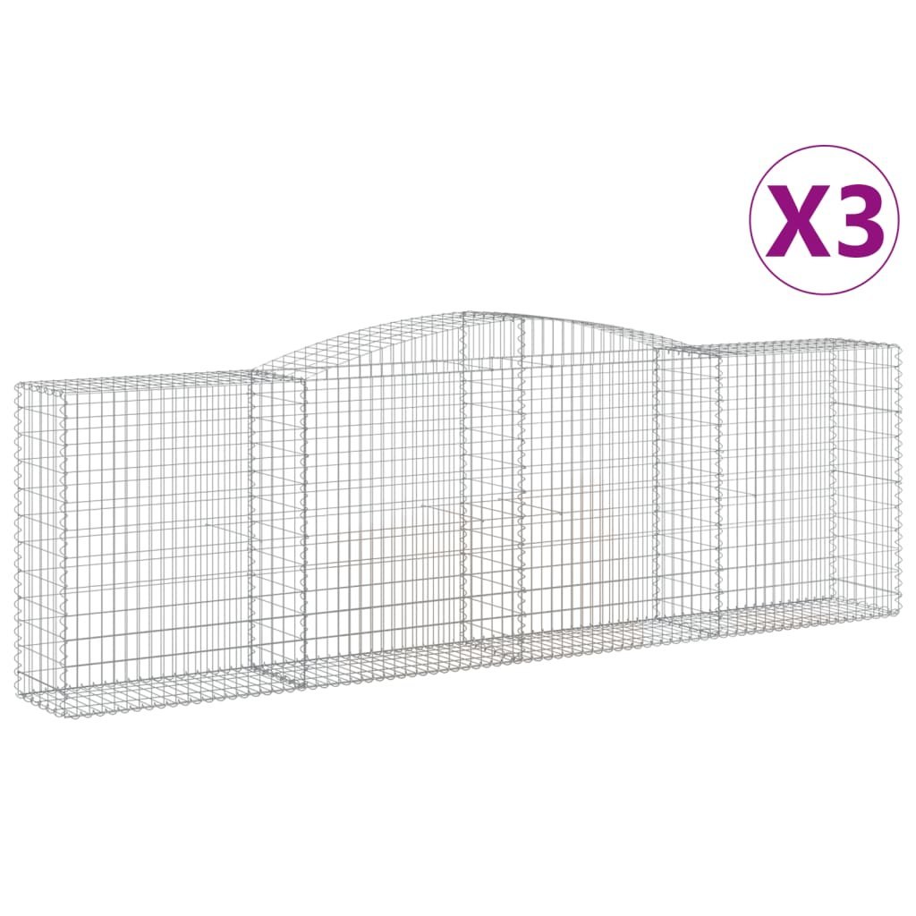 Kosze gabionowe, 3 szt, 400x50x120/140 cm, galwanizowane żelazo Lumarko!