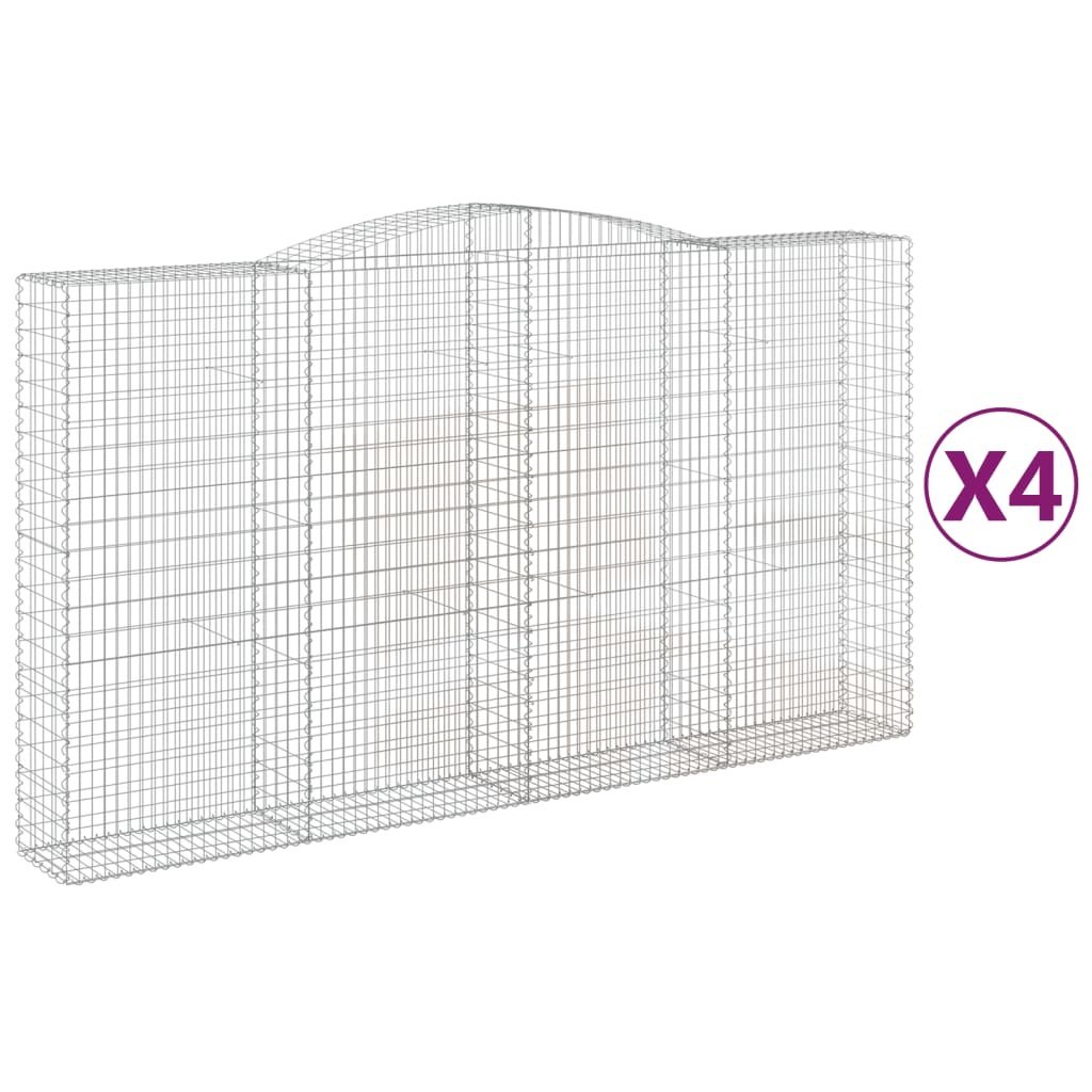 Kosze gabionowe, 4 szt, 400x50x220/240 cm, galwanizowane żelazo Lumarko!