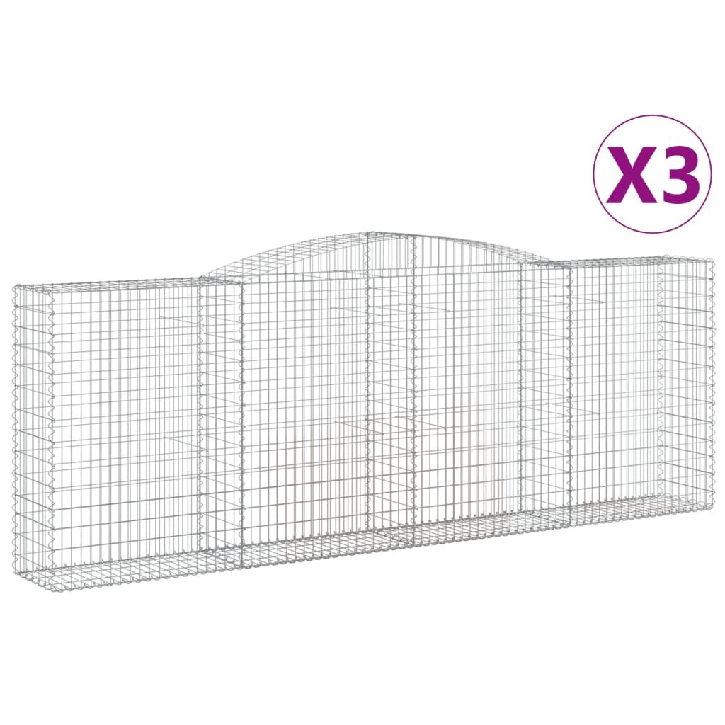 Kosze gabionowe, 3 szt, 400x50x140/160 cm, galwanizowane żelazo Lumarko!
