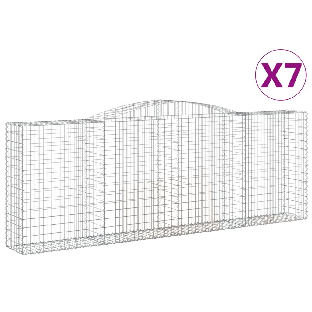Kosze gabionowe, 7 szt, 400x50x140/160 cm, galwanizowane żelazo Lumarko!
