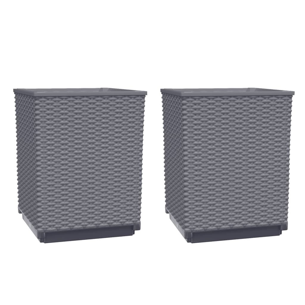 Donice, 2 szt., ciemnoszare, 30x30x37 cm, polipropylen Lumarko!