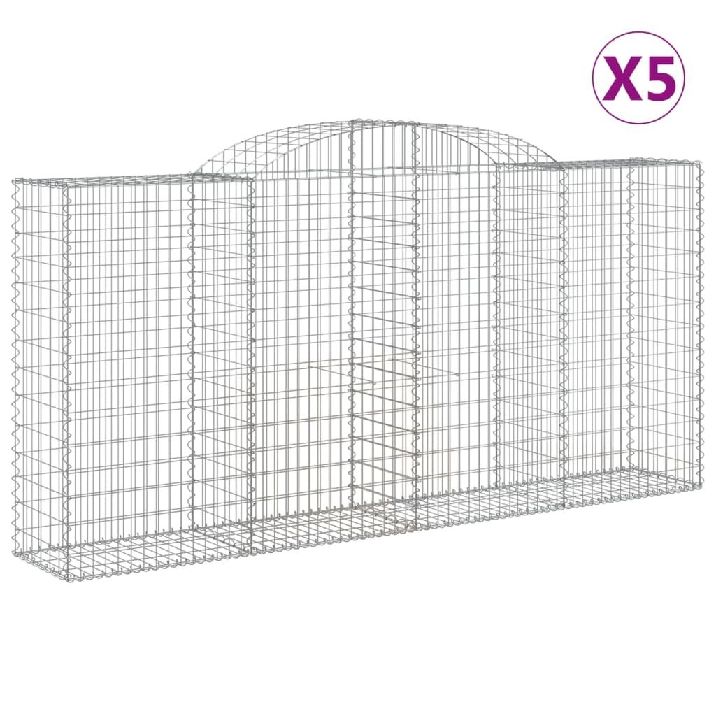 Kosze gabionowe, 5 szt, 300x50x140/160 cm, galwanizowane żelazo Lumarko!