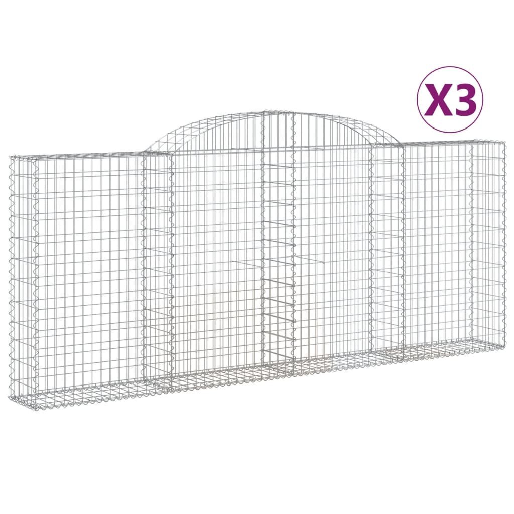 Kosze gabionowe, 3 szt, 300x30x120/140 cm, galwanizowane żelazo Lumarko!