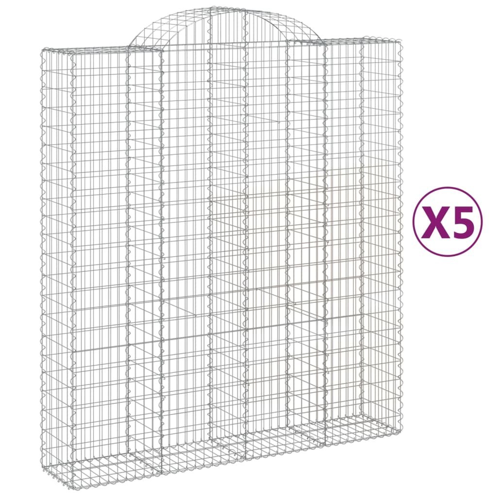 Kosze gabionowe, 5 szt, 200x50x220/240 cm, galwanizowane żelazo Lumarko!