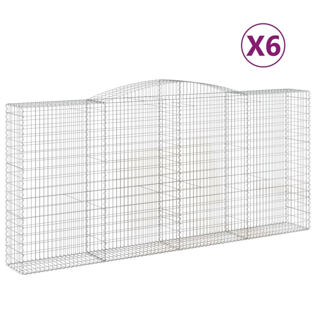 Kosze gabionowe, 6 szt, 400x50x180/200 cm, galwanizowane żelazo Lumarko!