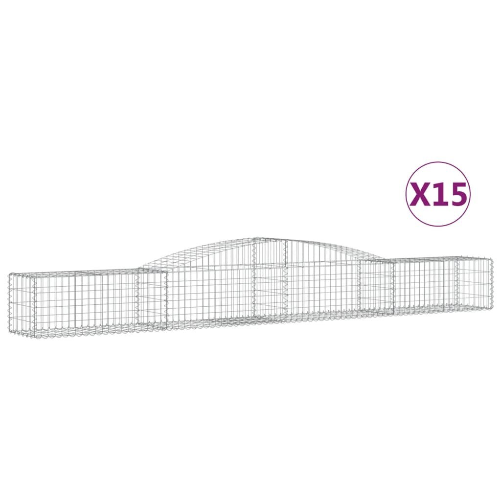 Kosze gabionowe, 15 szt, 400x50x40/60 cm, galwanizowane żelazo Lumarko!