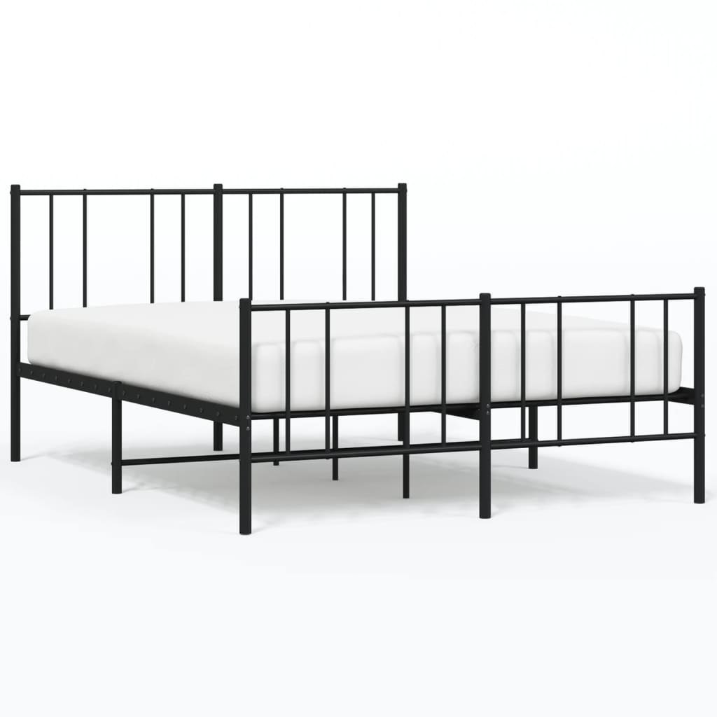 Metalowa rama łóżka z wezgłowiem i zanóżkiem, czarna, 140x190cm Lumarko!