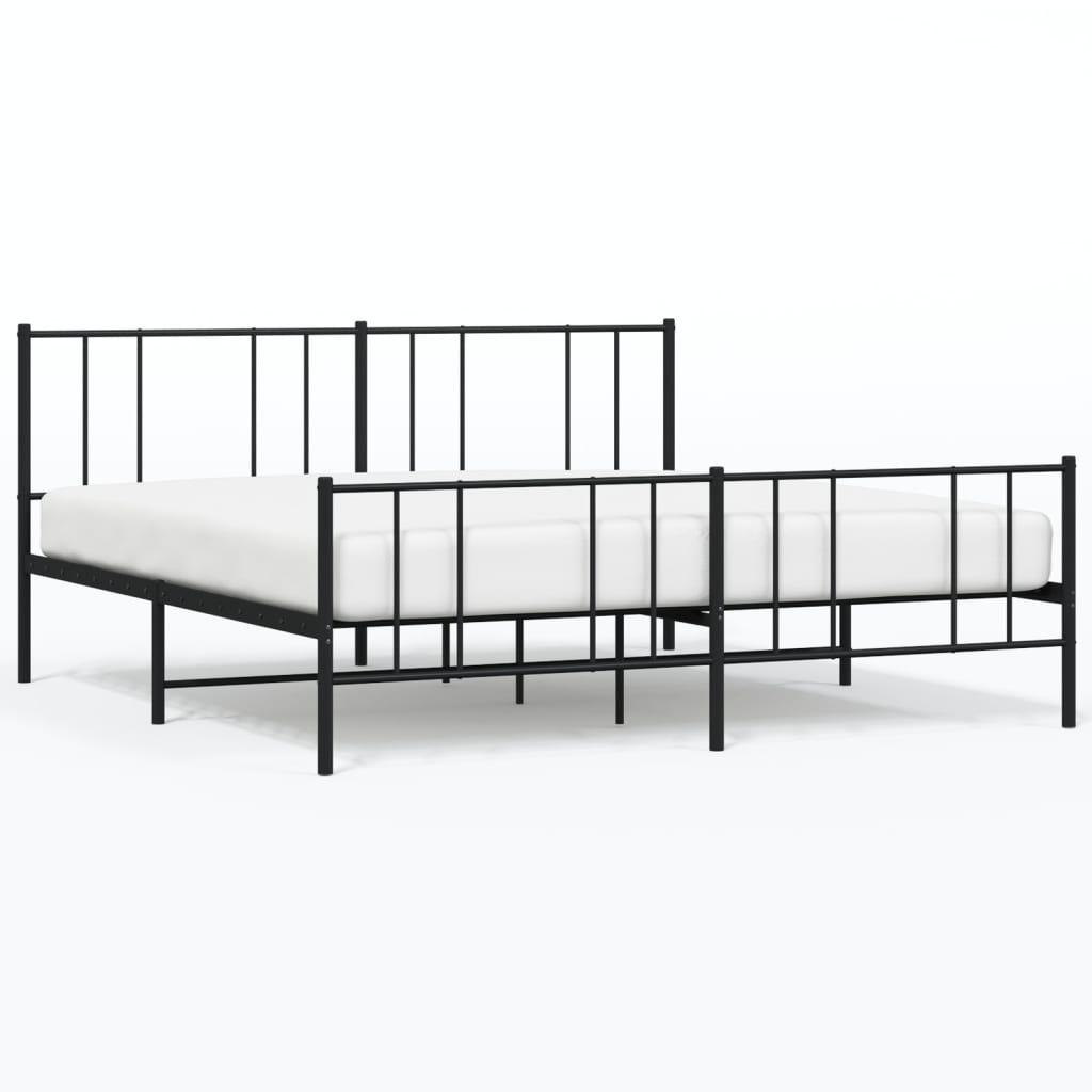 Metalowa rama łóżka z wezgłowiem i zanóżkiem, czarna, 180x200cm Lumarko!