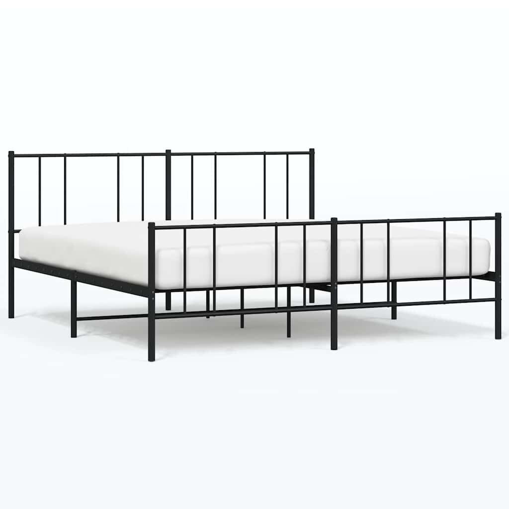 Metalowa rama łóżka z wezgłowiem i zanóżkiem, czarna, 183x213cm Lumarko!