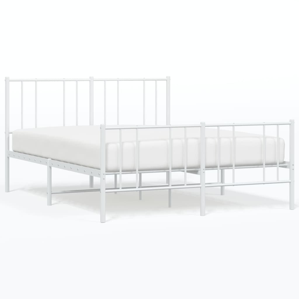 Metalowa rama łóżka z wezgłowiem i zanóżkiem, biała, 160x200 cm Lumarko!