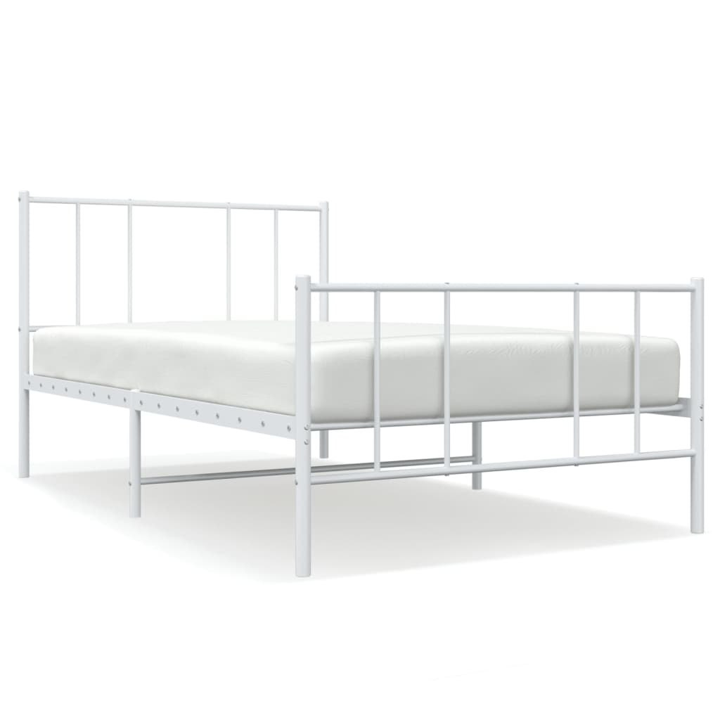 Metalowa rama łóżka z wezgłowiem i zanóżkiem, biała, 80x200 cm Lumarko!