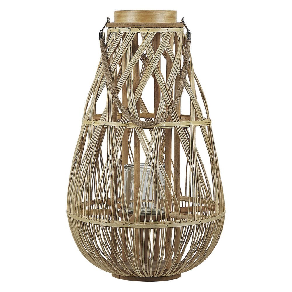 Lampion drewniany 56 cm naturalny TONGA