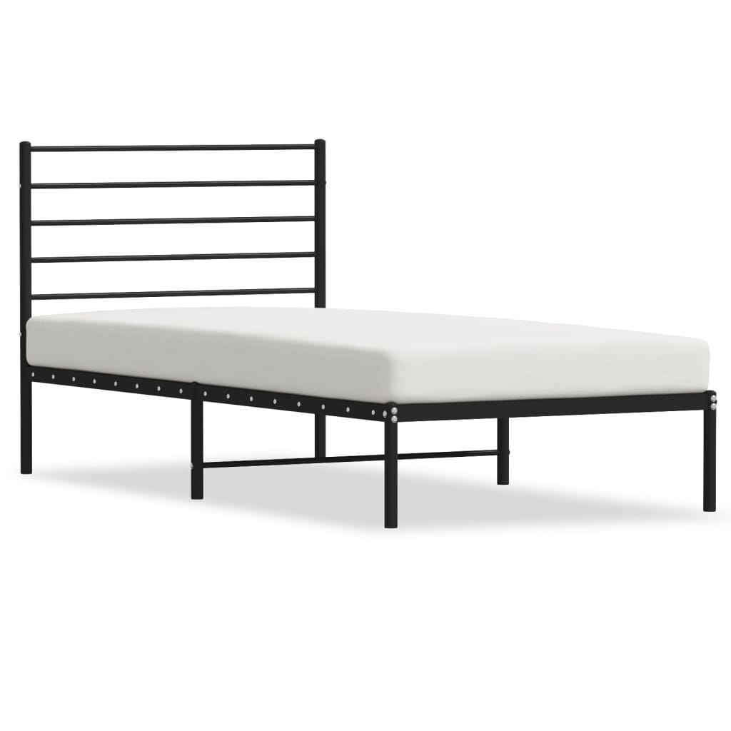 Metalowa rama łóżka z wezgłowiem, czarna, 75x190 cm Lumarko!