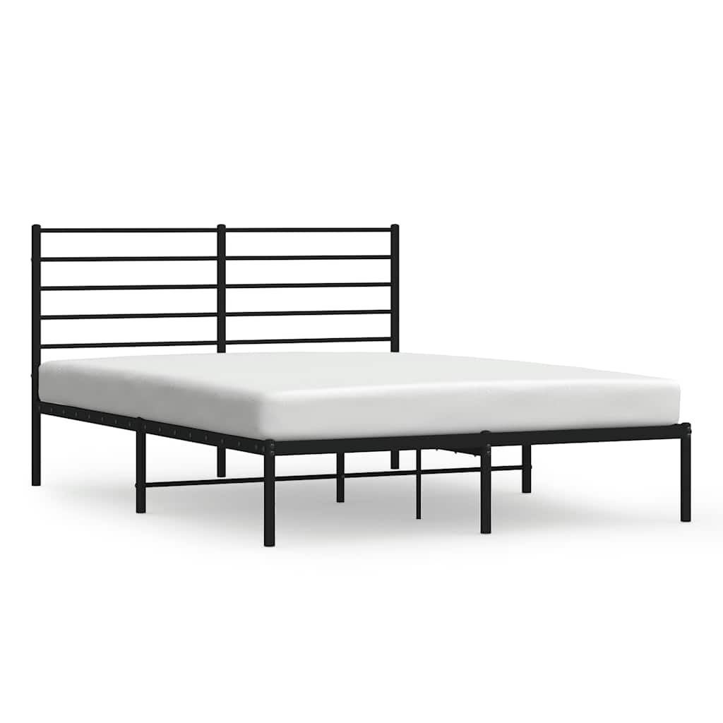 Metalowa rama łóżka z wezgłowiem, czarna, 135x190 cm Lumarko!